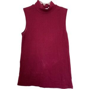 Croft and Barrow Maroon Red High Neck Sleeveless Knit Tank Top Size Small
